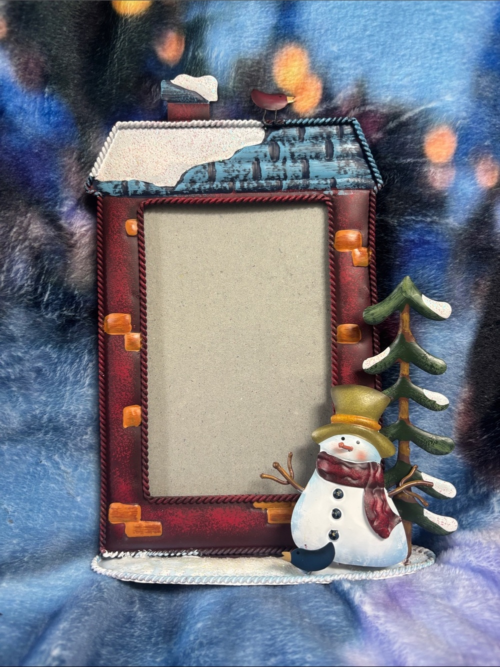 Vintage Kohls Snowman House Picture Frame 4x6